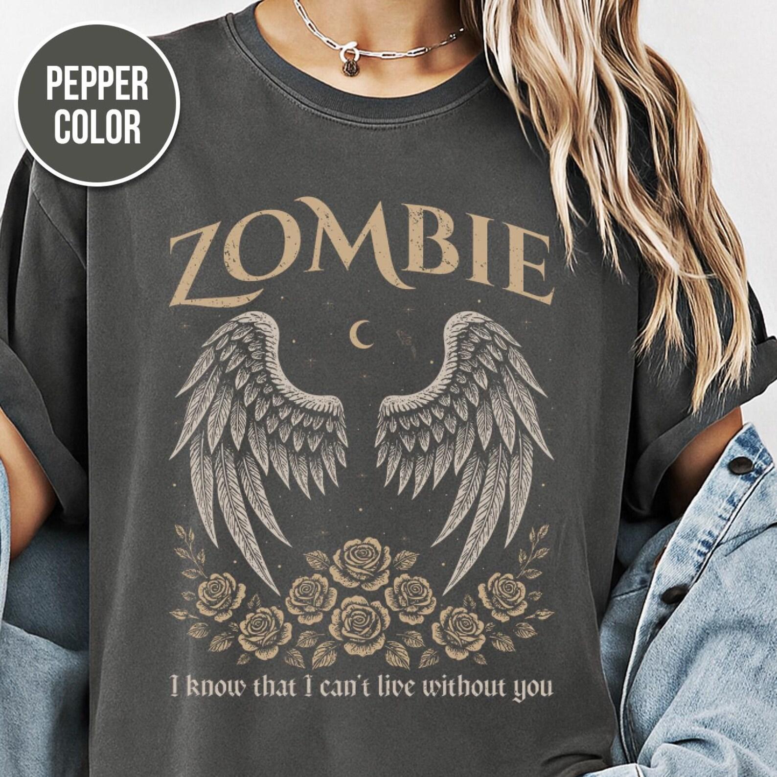 Zombie Shirt, Vintage Gothic Tee, Comfort Colors Unisex Garment-Dyed T shirt, Angel Wings L