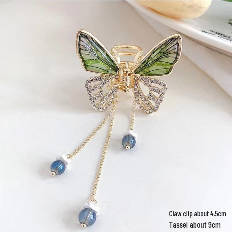 

Pearl Rhinestone Butterfly Tassel Hair Clip for Women
