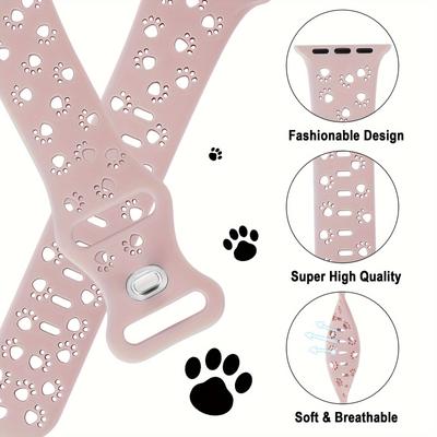Correa de reloj de silicona con estampado de pata de animal, resistente al agua, suave y transpirable, estilo casual, compatible con Apple Watch Series 1-9, SE, Ultra, Ultra 2 S10
