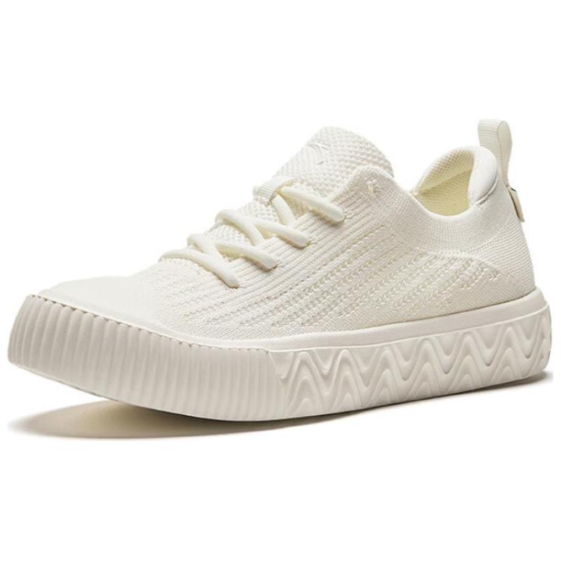 Anta Flyknit Breathable Low-Top Skateboard Shoes Women's White Sneakers 122428014-4