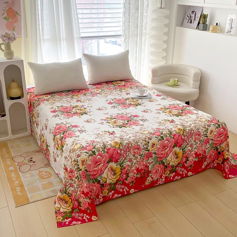 Flower Printed Flat Bed Sheets for Double Bed Single/Queen/King Reactive Printed Top Sheets for Beds sabanas cama Bed Linen