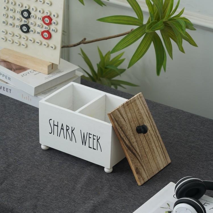 American Style Wooden Desktop Storage Box with Lid for Sanitary Pads and Cotton Swabs