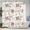 Schattige Cartoon Beren Wolk Maan Douchegordijn Voor Badkamer Decoratie In Wit Met Sterren 72 Inch Lang Waterbestendig Stof Pr