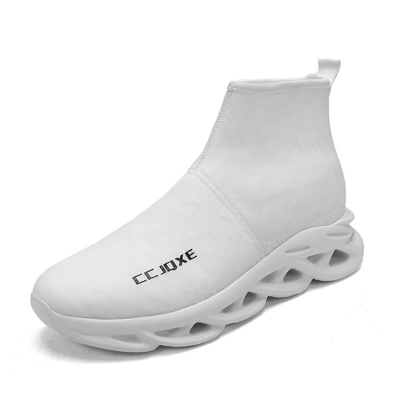

Новые весенние кроссовки-носки с высоким верхом для мужчин, трендовые спортивные туфли на толстой подошве, дышащие кроссовки из сетки для бега, большой размер, обувь для ходьбы для мужчин 43 белый