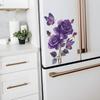 Vintage Hand Painted Purple Roses and Butterflies Toilet and Wall Sticker Set Waterproof Self-Adhesive Removable Decal for Bathroom WC Decoration