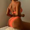Fashion Women Solid Color Bikini Split Swimsuit Casual Sexy Swimsuit Set