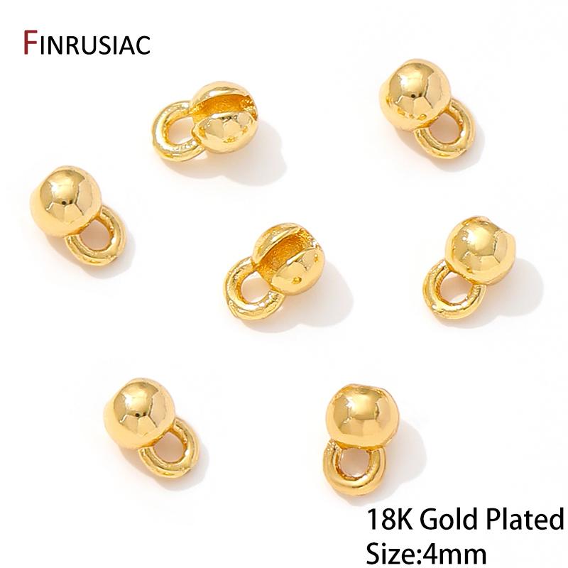 18K Gold Plated Brass End Crimp Beads For Jewelry Making,DIY Bracelets Accessories,Bead Tip Connectors For Jewelry Supplies