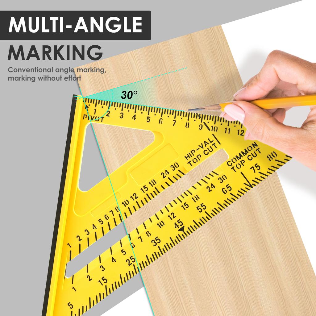 Woodworking Triangle Ruler Plastic Precision Right Angle Measuring Framing Ruler Carpenter Tools Clear Scale Square Protractor