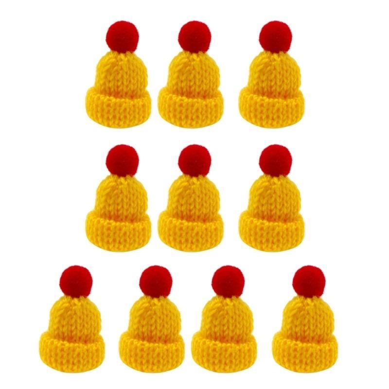 Bundle of 10 Mini Knitted Hats Clothing Accessories DIY Decorative Crafts House