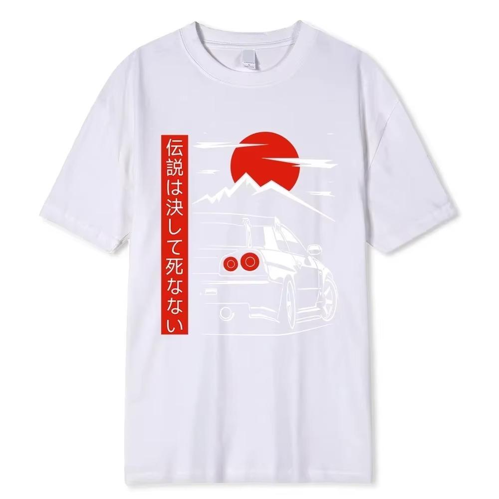 Japanese Style Car T-shirt Men Women O-Neck Daily Casual Printed Vintage Harajuku Graphic Streetwear Breathable Unisex Tees