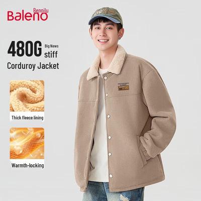 Baleno Men's Fleece-Lined Corduroy Lapel Jacket