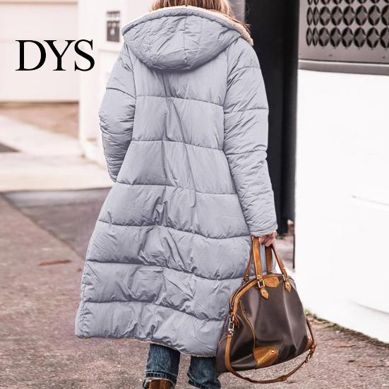 Große Tasche Wintermantel Damen mit Kapuze Gefüttert Plüschgefüttert Beidseitig Tragbar Kapuzenmantel Oberbekleidung Warm Reißverschluss Mittellang
