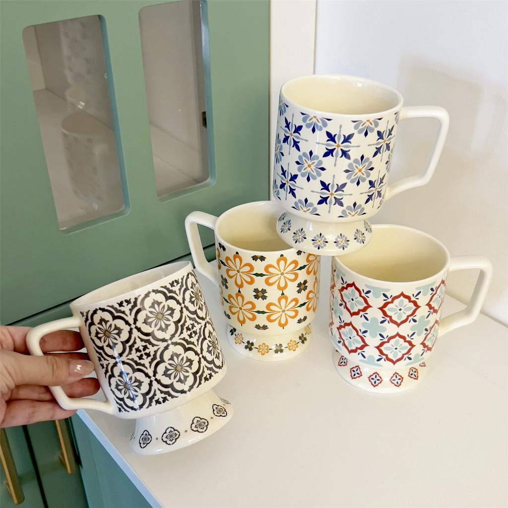 Retro Ceramic Mug, Niche Design Sense, Tile Goblet, Women'S Office Drinking Cup As A Gift