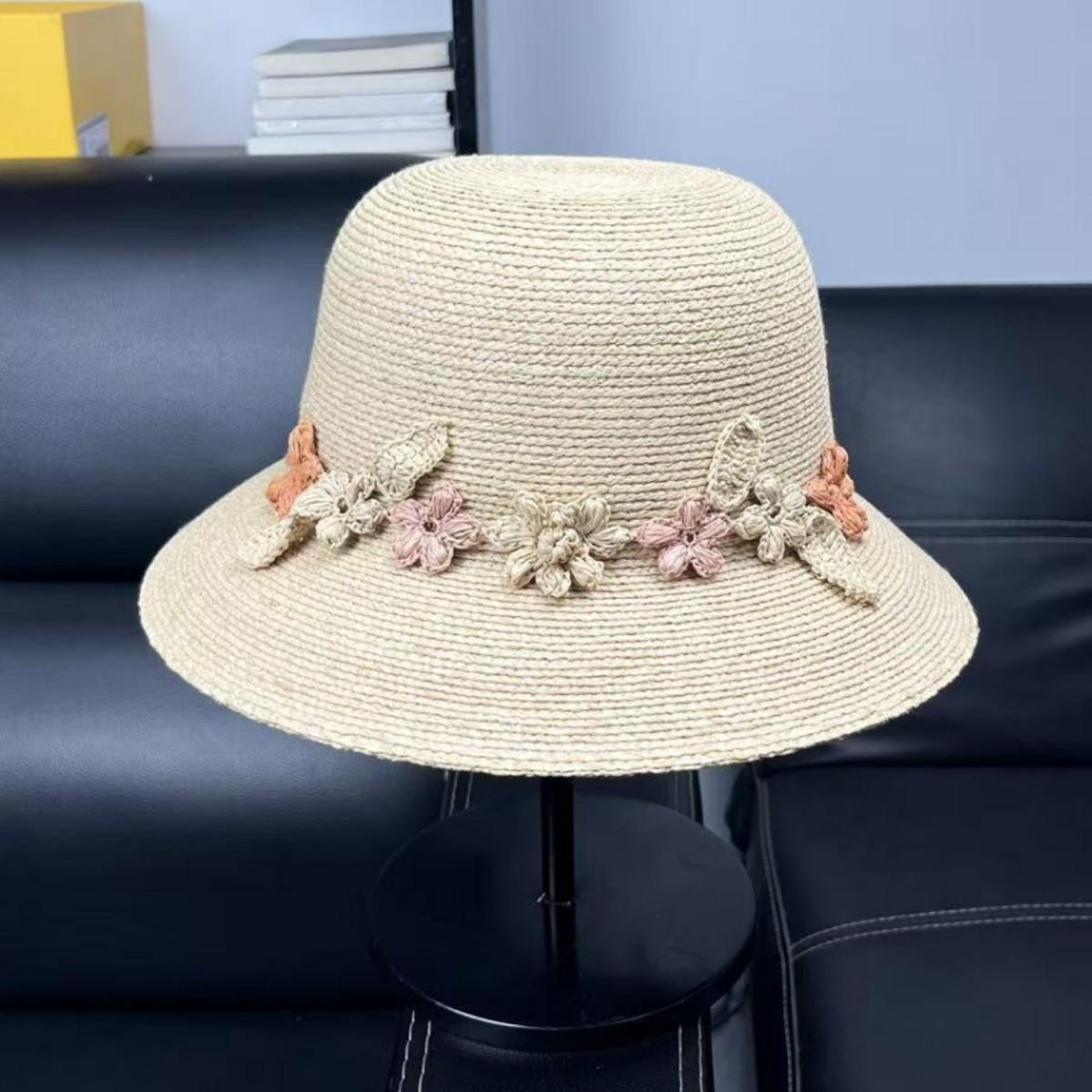 

French Romance~ Handmade Crochet Flower Shade Sun Hat Natural Lafite Hat Women s Sunscreen Small Edge Basin Hat does not support 7-day no-reason returns