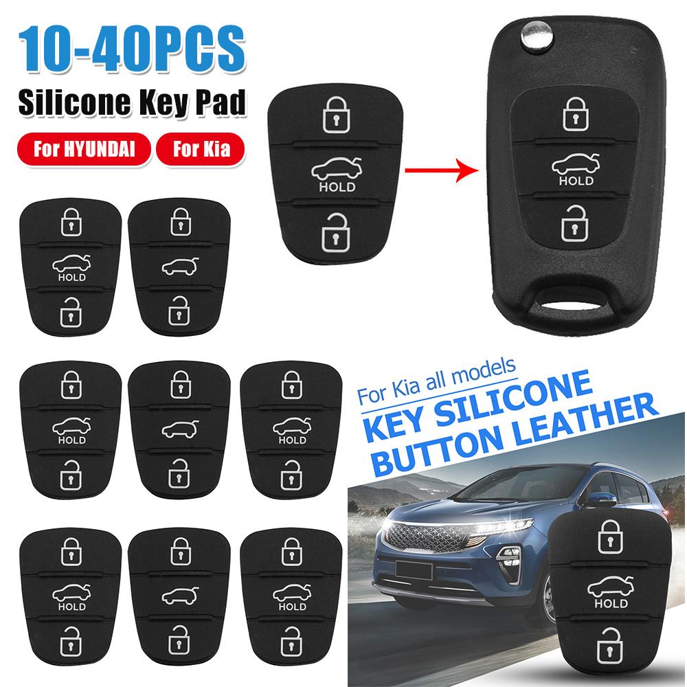 Replacement 3 Buttons Rubber Pad for Hyundai Kia Flip Remote Car Key Fob Shell Silica Gel Letters/No Letters