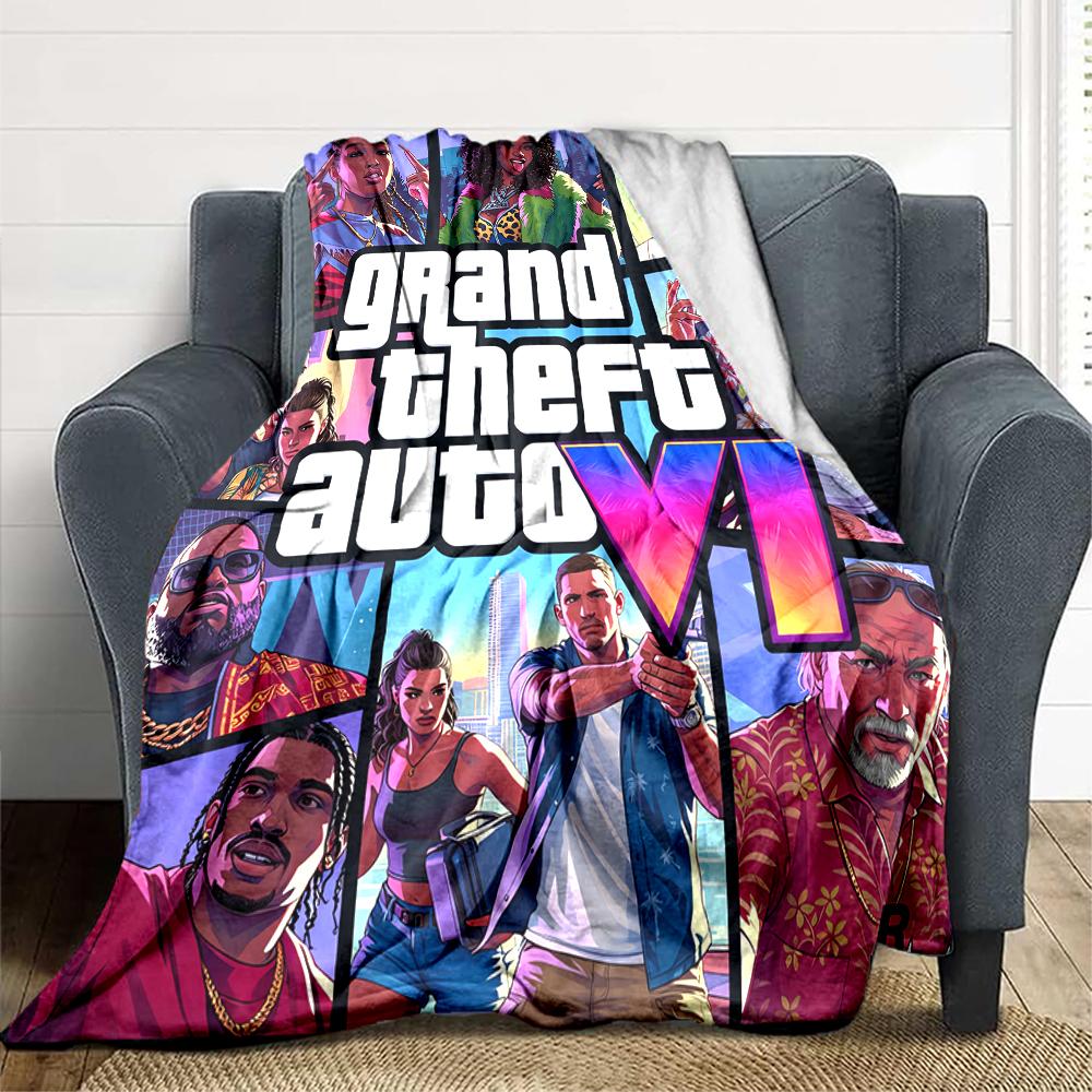 1Pc Grand Theft Auto Vi Teaser Blanket Soft And Comfortable Casual Warm Camping Travel Christmas Halloween Xmas Gift M924145