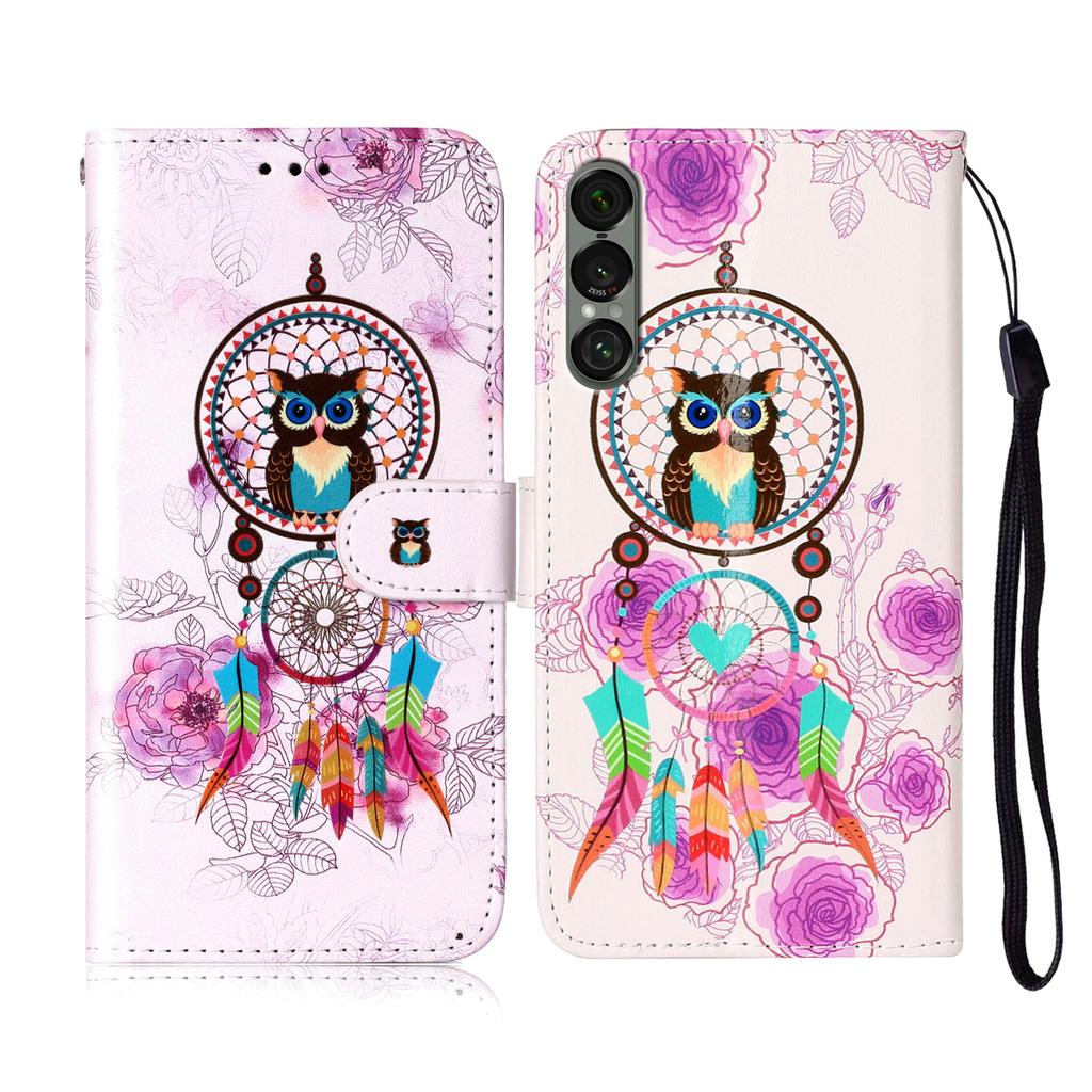 For Sony Xperia 1 VII Case Pattern Leather Wallet Phone Cover with Strap
