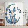 2-Piece Enchanted Forest Fairy Butterfly Transparent Curtains Rod Pocket Design For Living Room Bed Chamber WindowDecor Machine Washable
