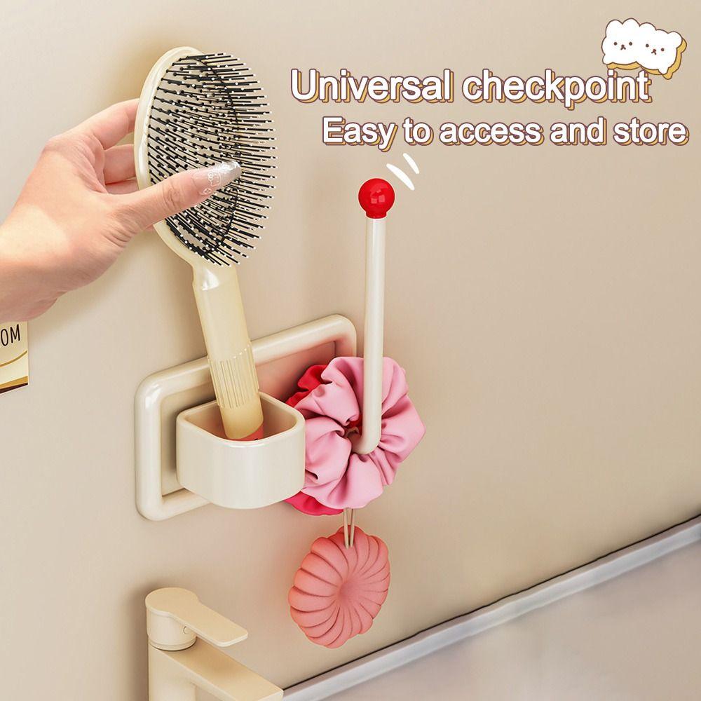 Multi-purpose Wall Mounted Headband Hook Self Adhesive Punch-Free Hair Dryer Storage Rack Space Saving Wall Hanging Hook