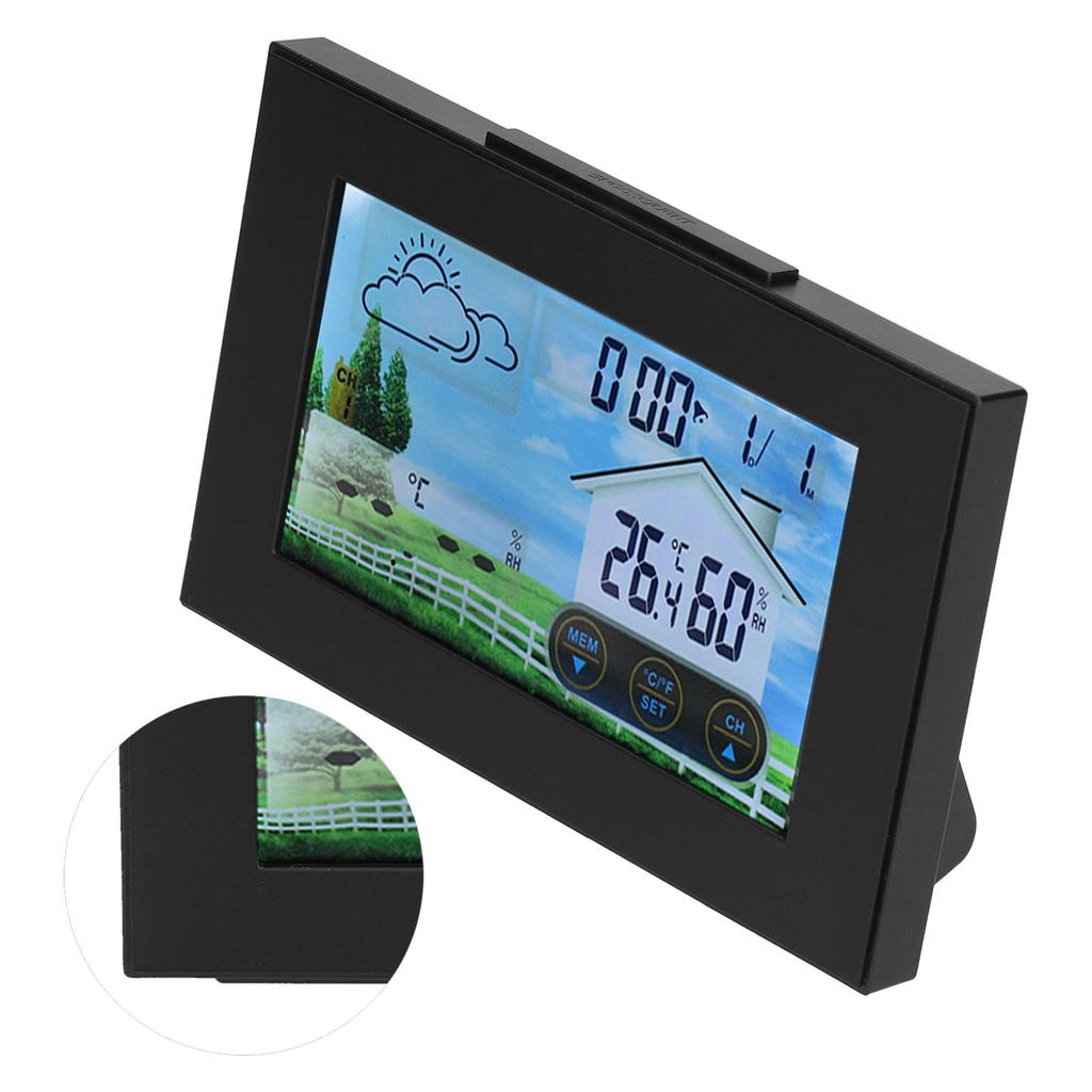 Weather Clock with Color Touch Screen Backlight Indoor Outdoor Thermometer Hygrometer Weather