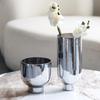 Electroplated Silver Glass Flower Vase - Modern Minimalist Tabletop Decoration for Living Room & Showroom.