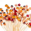 WTEMPO Elegant Fall Party Decorations Pumpkin & Maple Leaf & Acorn Designs Skewers for Thanksgiving Day Halloween Harvest Parties Festive Party