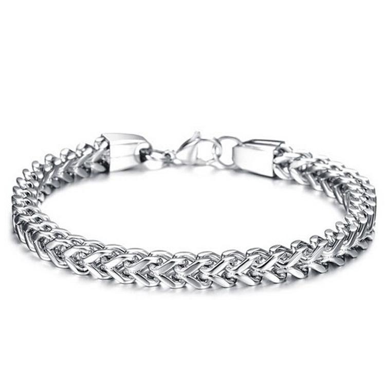 European & American 6MM Stylish Double Layer Dragon Bone Titanium Stainless Steel Women's Bracelet