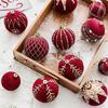 4 Red Painted Velvet Christmas Ball Ornaments Christmas Tree Baubles Christmas Decorations Home Party Decorations