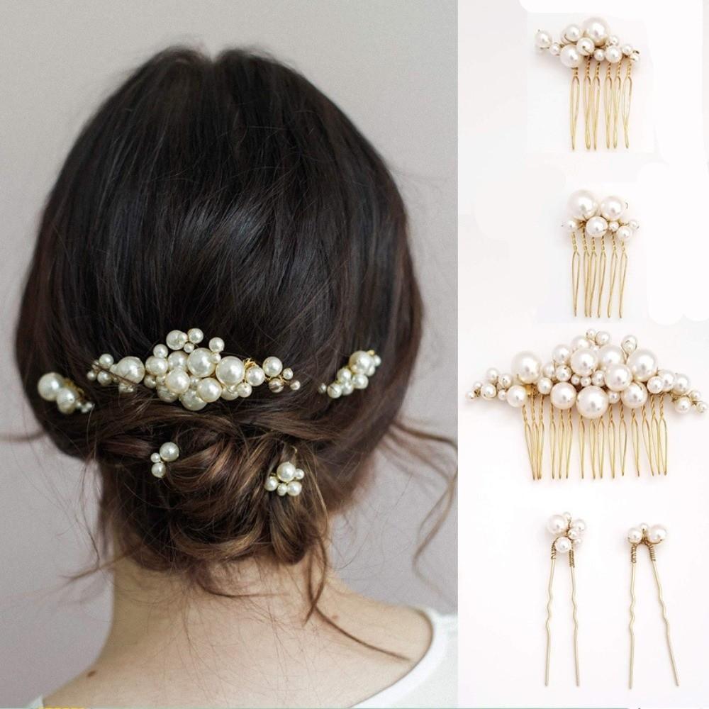 Silver Bride Hair Pins Gold Hair Fork Vintage Wedding Headwear Headpiece