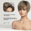 Haircube perucas dianteiras do laço ombre marrom remy cabelo humano cinza marrom pixie corte de cabelo com bang curto peruca reta para as mulheres bob peruca humana