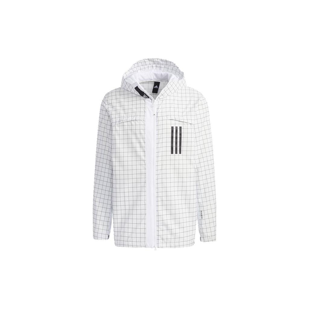 Adidas W.N.D. Jacket With Checkered Windproof Hood Men Outerwear White GL8686