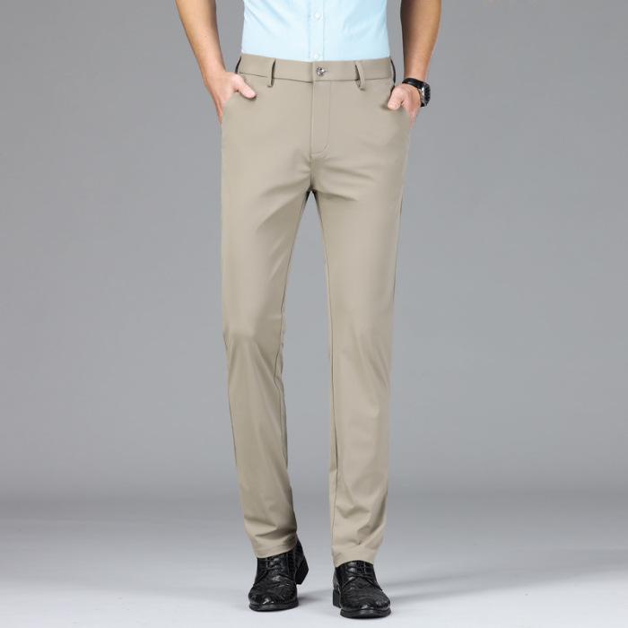 Trousers Men's Summer Thin Section Slim Casual Pants Man Multi Color Optional Ice Silk Loose Straight Business