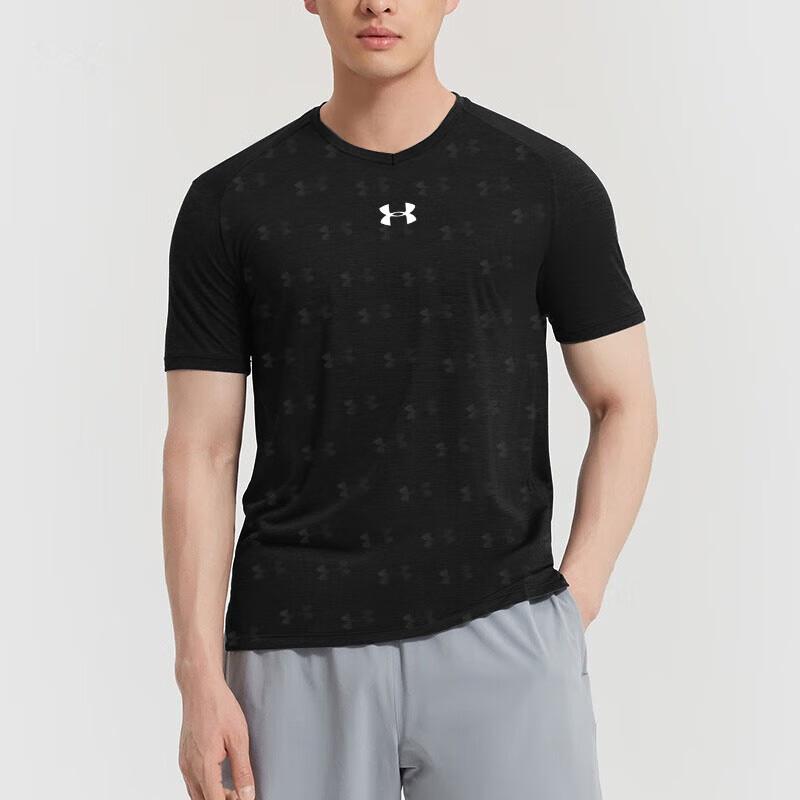 Under Armour Schnelltrocknendes gestricktes Kurzarm-T-Shirt Camouflage-Shorts Lässiges Sportset Herrensets 21500531-001+24500210-409