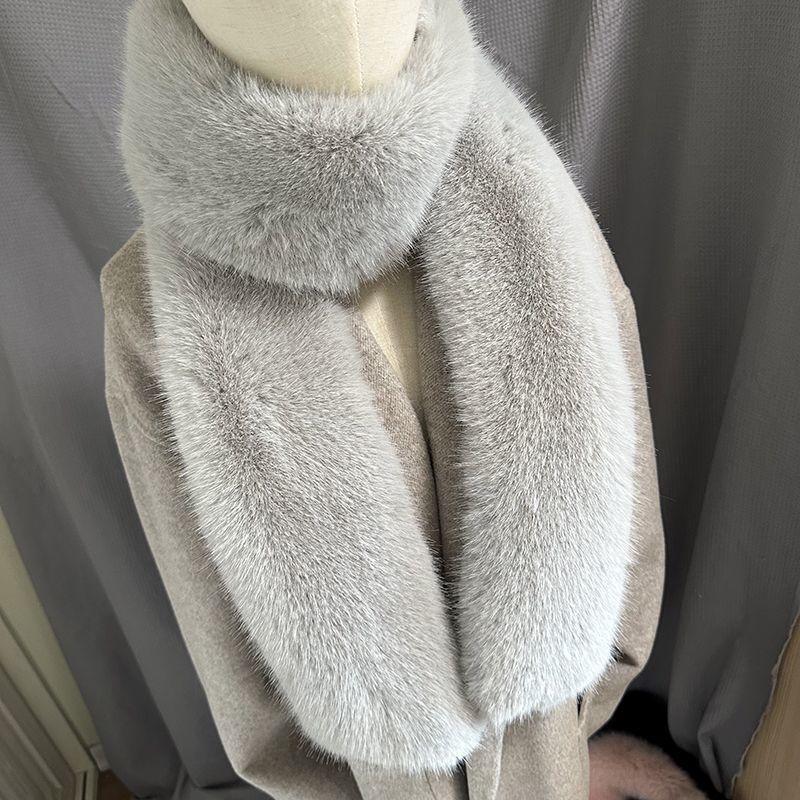 

Подиумный очень длинный шарф Женский зимний из искусственного меха лисы Теплый платок Плюшевый шарф Женский съемный воротник