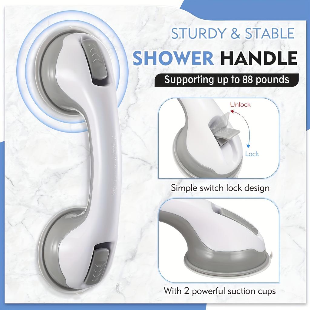 2PCS Suction Cup Grab Bars No Drill Shower Handles for Elder Adjustable Height Non-Slip Rail Toilet Fall Prevention Handrail