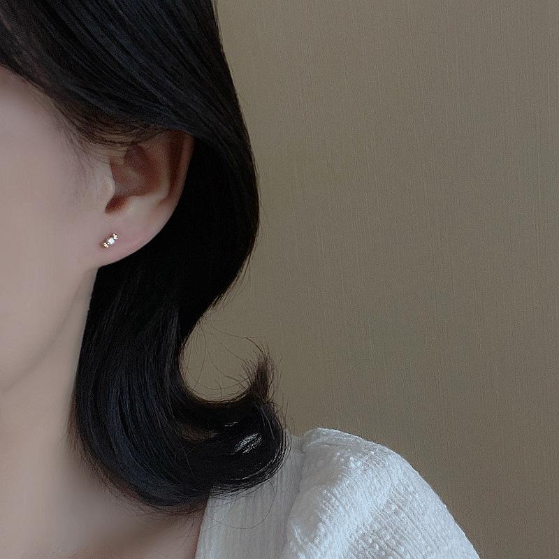 925 Sterling Silver Cute Crystal Sweet Candy Stud Earrings For Woman Christmas Gifts Piercing Jewelry Aretes De Mujer Gift