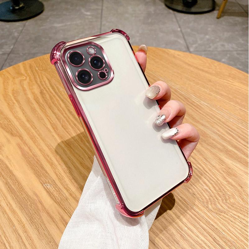 For iPhone 17 Pro Max Case iPhone 14 Pro 16 14 15 Plus Phone Case Four Corners Thickening Shookproof Plating Silicone back cover