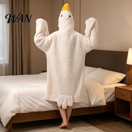Roliga Djurpyjamaser Rolig Gås Anka Kostym för Barn Vuxna, Pyjamas med Huvuva Onesie Pyjamaser, Mjuk Plysch Bärbar Filt, Halloween Cosplay Varm