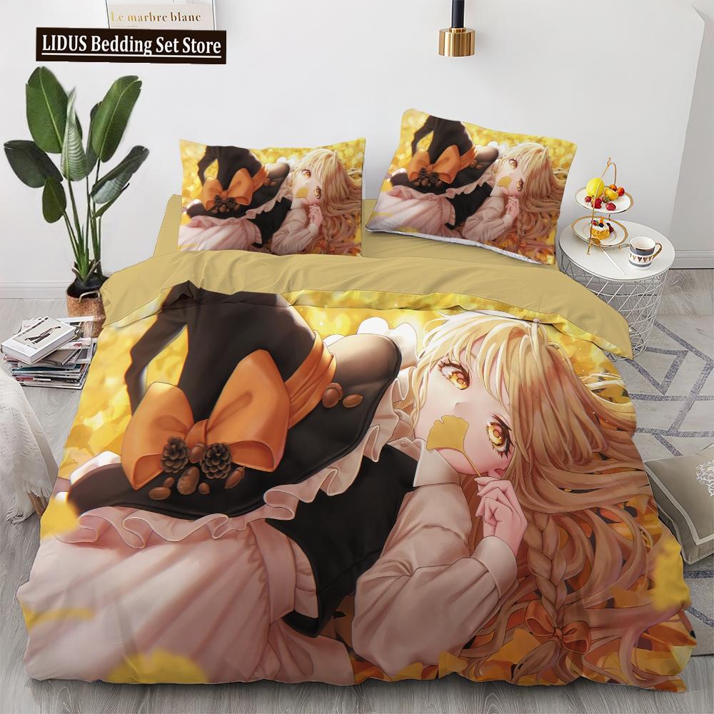 Anime Kawaii Bedding Set Japan Anime Loli Duvet Cover Set Kids Bedroom Cartoon 3D Printed Quilt Cover Bedroom Gift