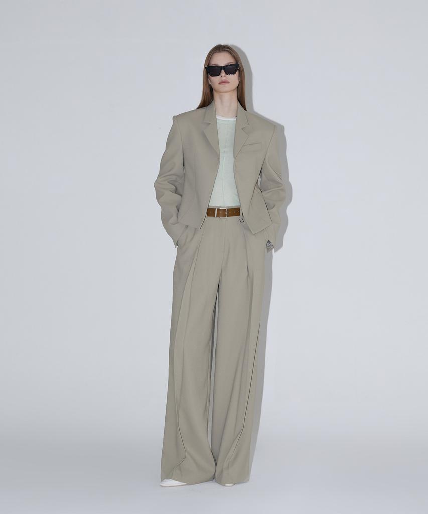 Rene J. Dean Pintuck Wide Pants - Beige