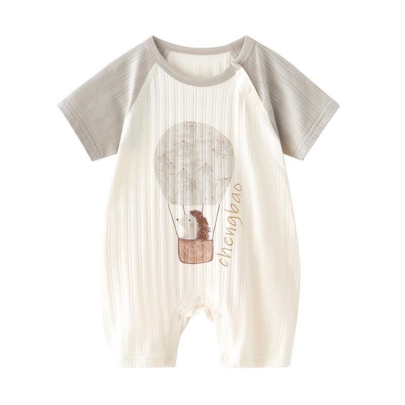 Bamboo Fiber Baby Summer Bodysuit Short Sleeve Jumpsuit Pajamas for Newborn Boys & Girls