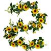 Artificial Sunflower Garland Eucalyptus Vine Artificial Rose Flowers Wreath with Green Leaves for Wedding Party Table Christmas Decoration