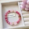 Garden Spring Colors: Red Veined Stone, Rose Cherry Blossom, Pink Crystal Strawberry Mixed Bracelet
