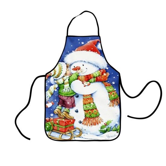Christmas Apron Festive Holiday Print Apron with Pocket for Cooking Serving Adjustable Neck Strap Kitchen Apron for Cooking Gardening Server Waitress