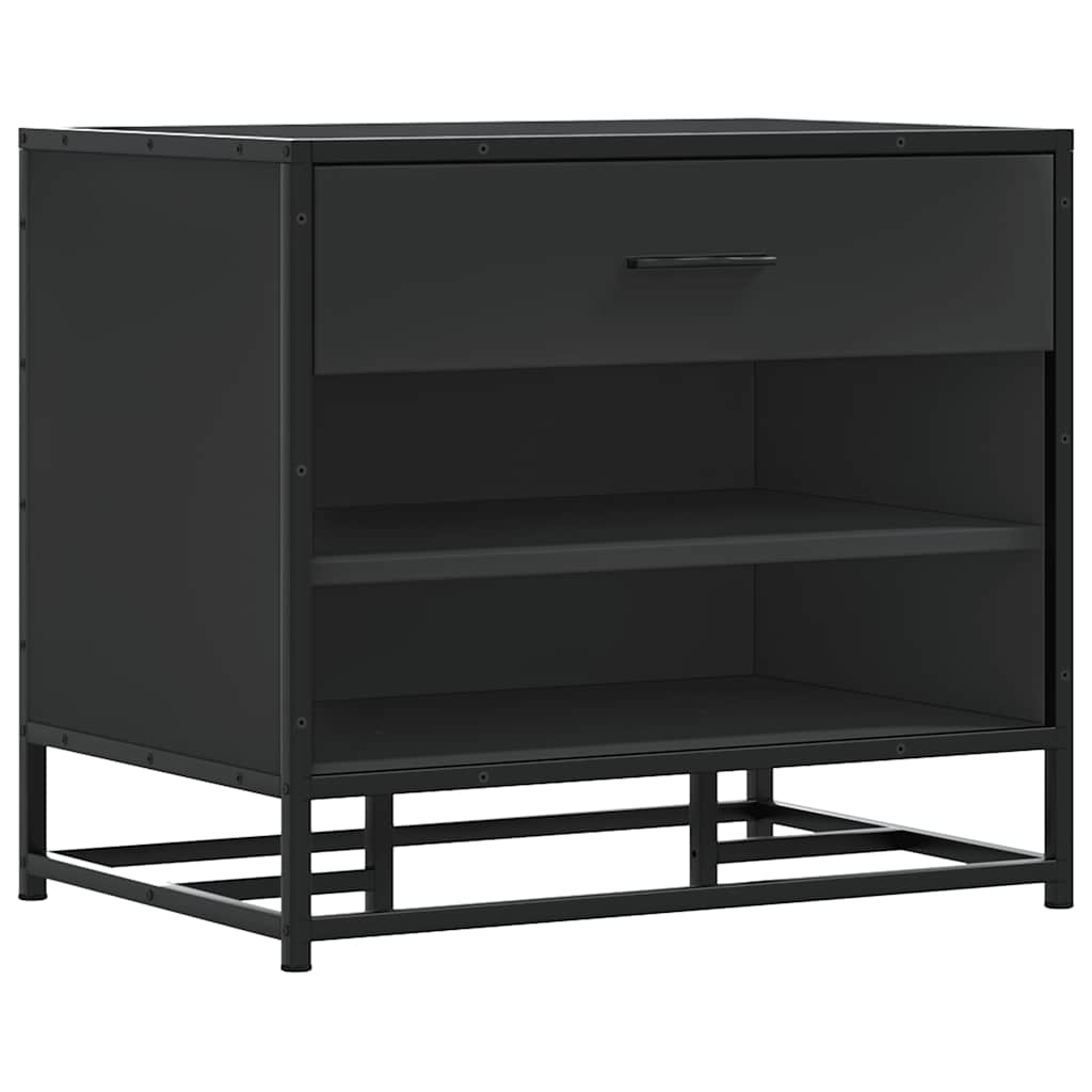Vidaxl Ławka Na Buty Czarna 60X40X53,5 Cm Drewno I Metal