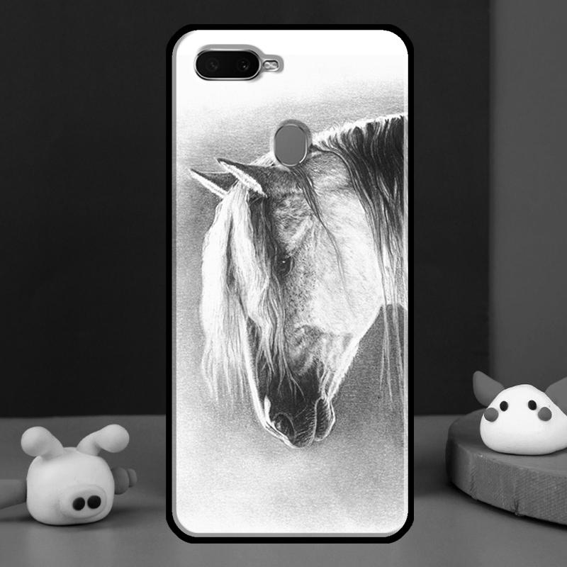 Horse Sketch Case For Oppo A16 A76 A96 A58 A78 A98 A5 A9 A91 A15 A17 A77 A52 A72 A74 A94 A54S A57S Cover