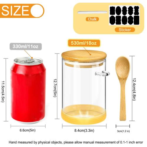 Glass Storage Container Tins with Airtight Lids and Spoons, Vacuum Food Storage Tins, Overnight Oats Canisters, Household Kitchen Tins for Coffee Bean