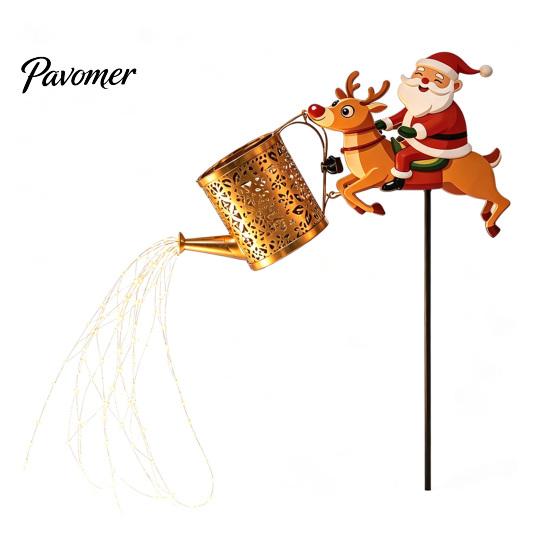 Solar Santa Watering Can Lights Light, Christmas Garden Stake Outdoor Decorative LED Pathway Light for Festive Front Yard Lawn Patio Decor Energy
