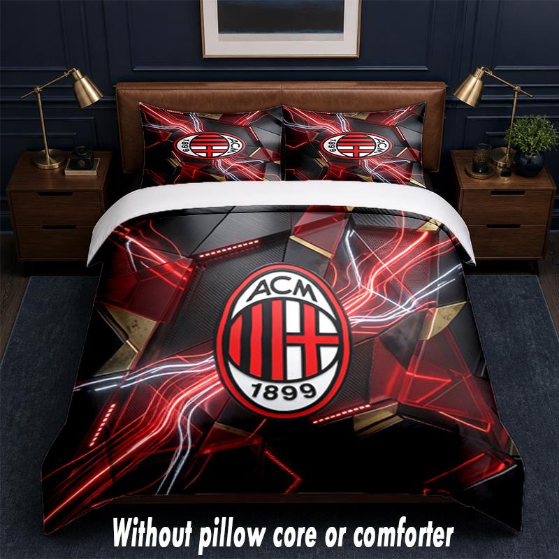 AC Milan Design Bed Bedding Set 1 Duvet Cover + 2 Pillowcases Soft Breathable Household Bed Linens