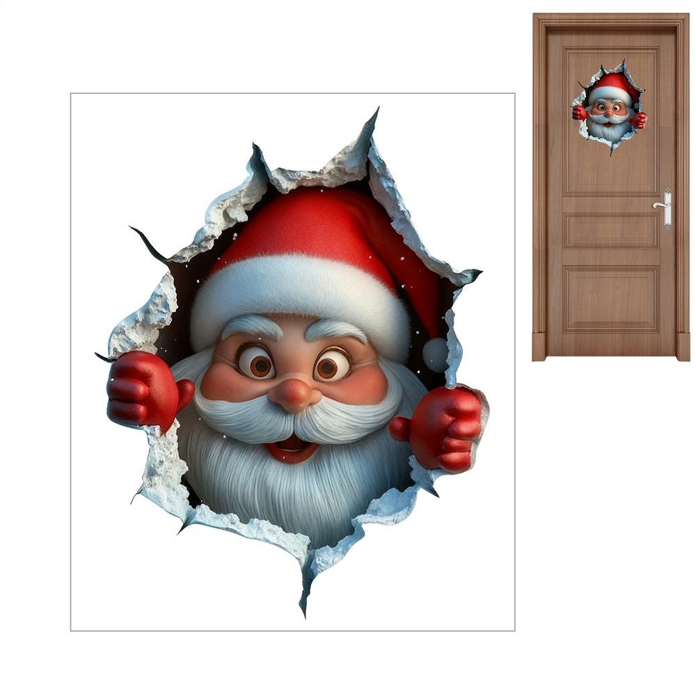 

Christmas Door Stickers Santa Removable Reindeer Decoration Christmas Wall Decorations For Winter School Class Room Bedroom